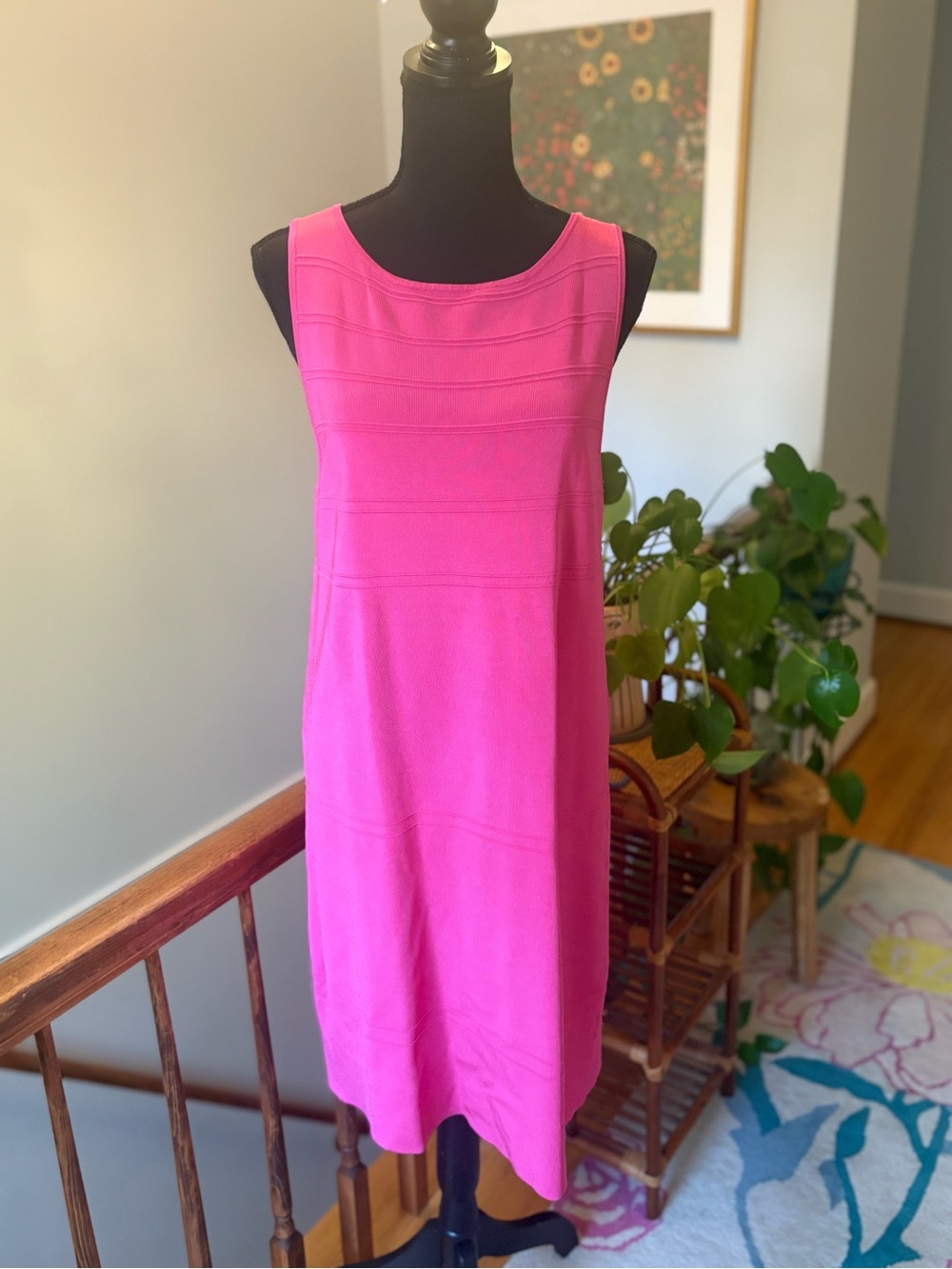 Isaac Mizrahi Hot Pink Ponte Knit Stretch Shift Dress